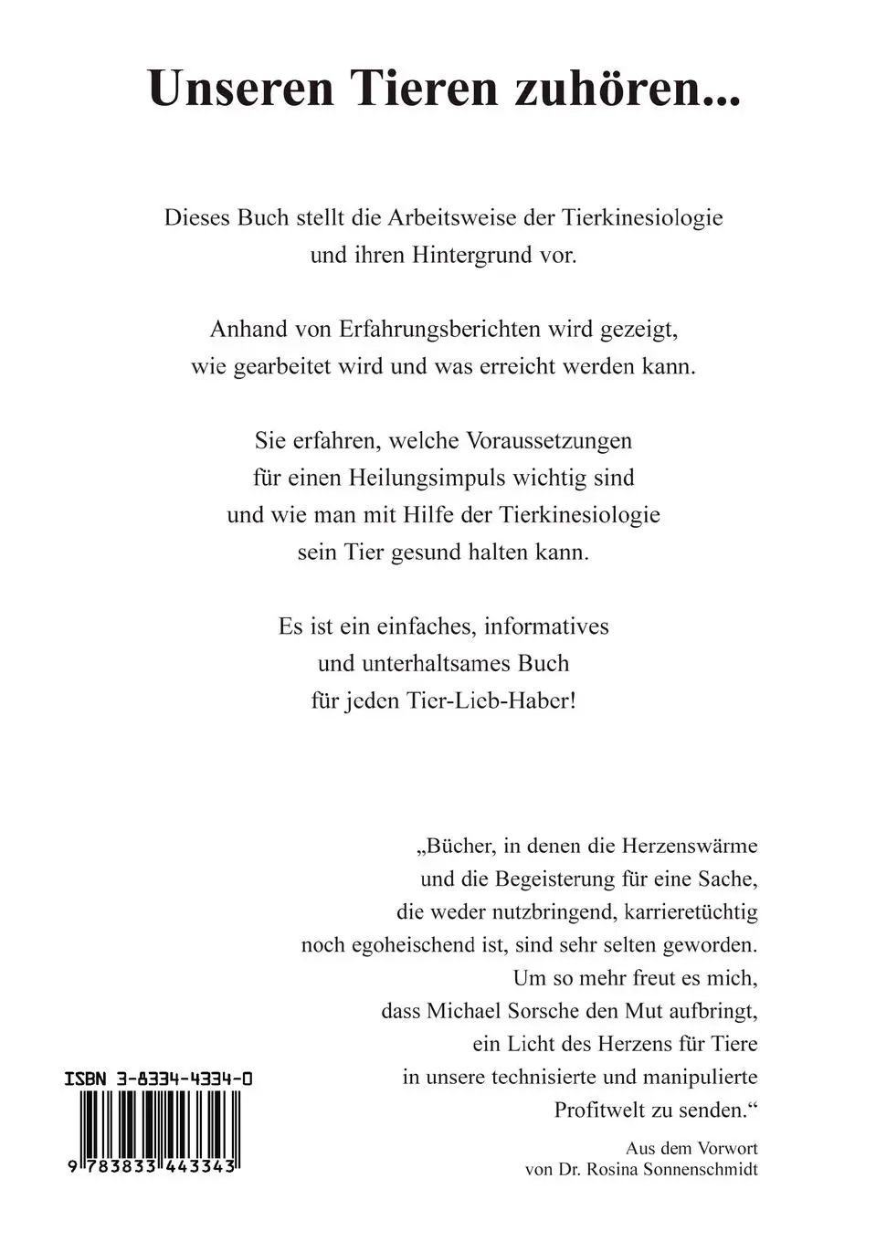 Rückseite: 9783833443343 | Unseren Tieren zuhören ... | Aus der Praxis der Tierkinesiologie
