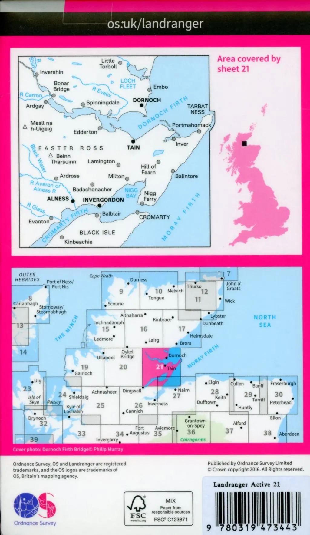 Bild: 9780319473443 | Dornoch &amp; Alness, Invergordon &amp; Tain | Ordnance Survey | (Land-)Karte