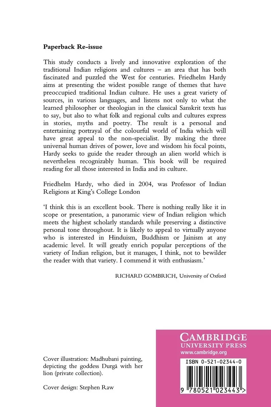 Rückseite: 9780521023443 | The Religious Culture of India | Power, Love and Wisdom | Hardy | Buch