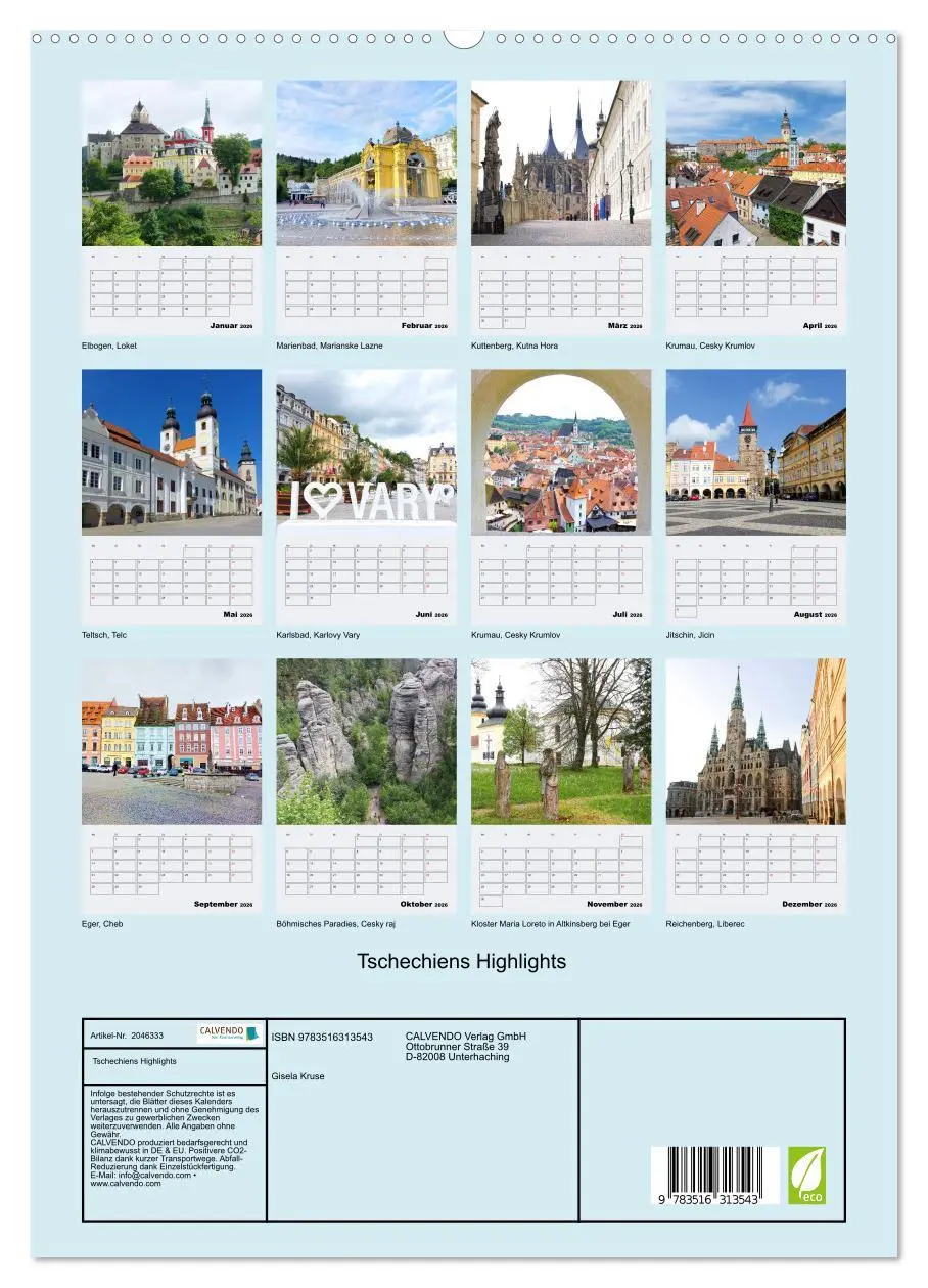 Bild: 9783516313543 | Tschechiens Highlights (hochwertiger Premium Wandkalender 2026 DIN...