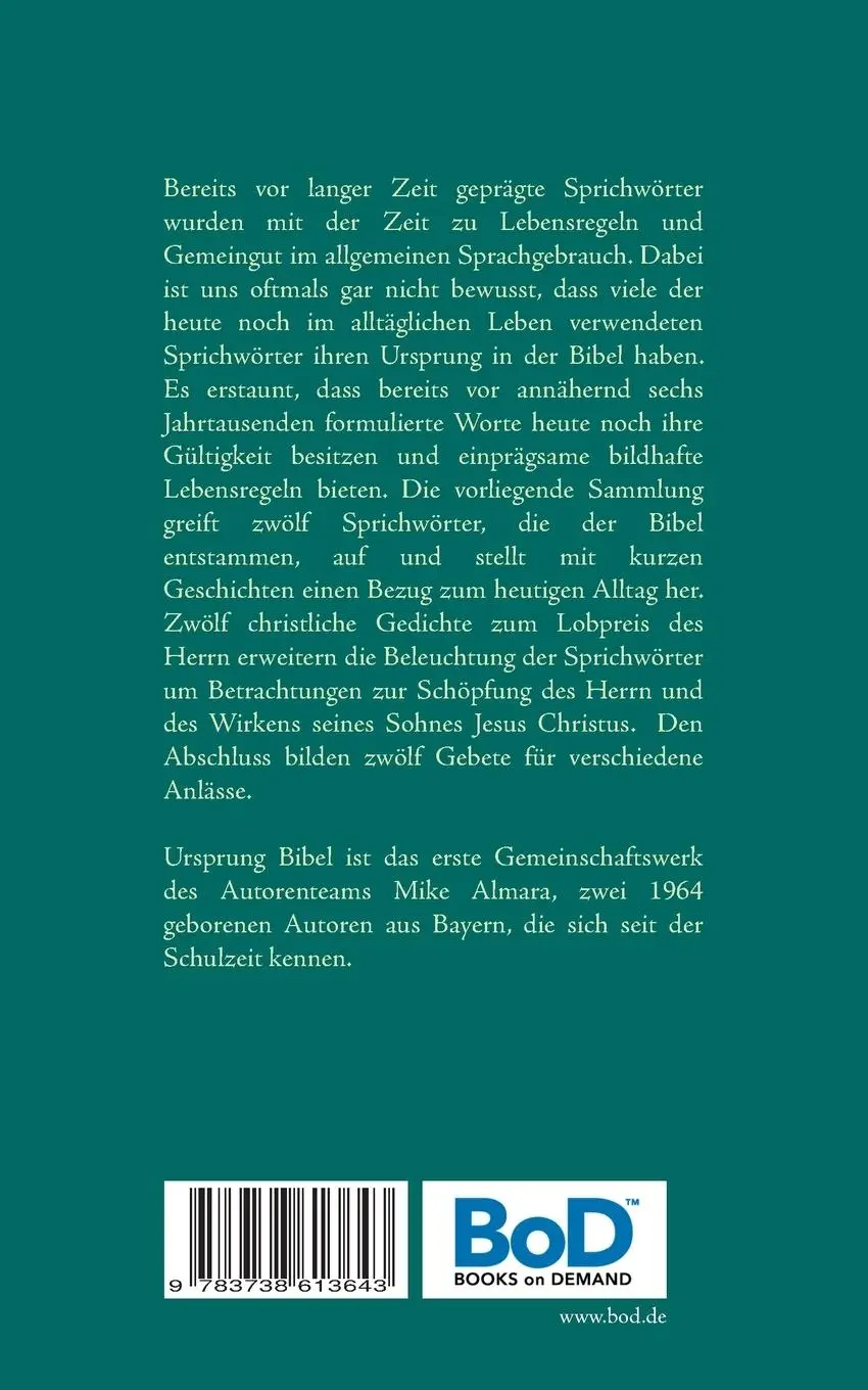 Rückseite: 9783738613643 | Ursprung Bibel | Mike Almara | Taschenbuch | 120 S. | Deutsch | 2015