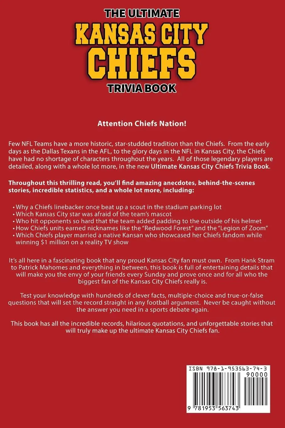 Rückseite: 9781953563743 | The Ultimate Kansas City Chiefs Trivia Book | Ray Walker | Taschenbuch