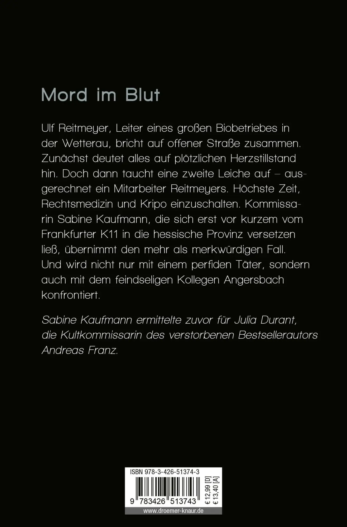 Rückseite: 9783426513743 | Giftspur | Daniel Holbe | Taschenbuch | Ein Sabine-Kaufmann-Krimi