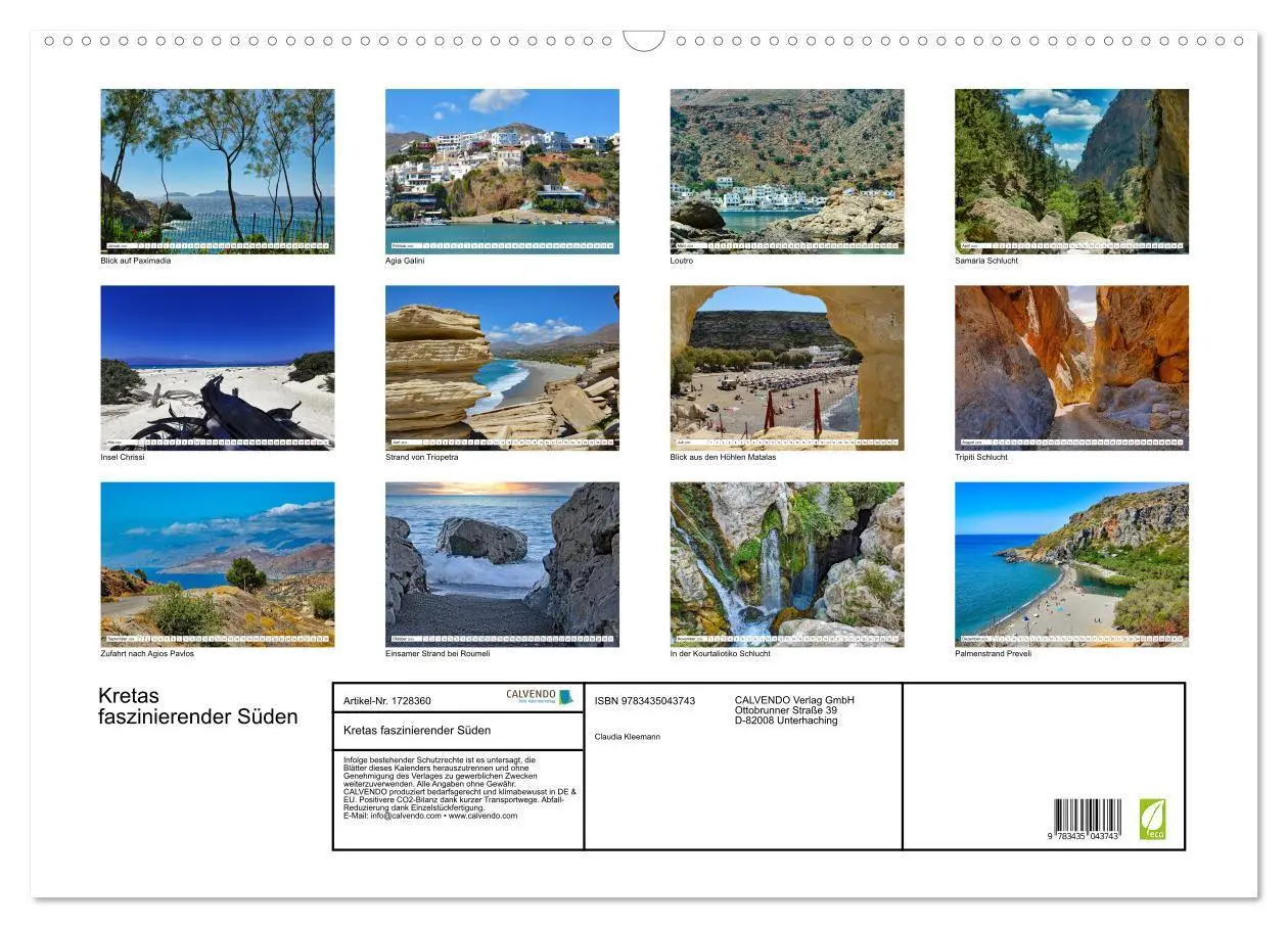 Bild: 9783435043743 | Kretas faszinierender Süden (Wandkalender 2025 DIN A2 quer),...
