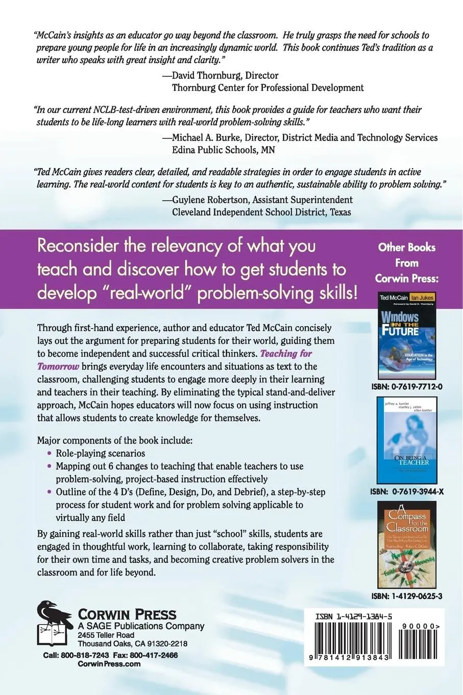 Rückseite: 9781412913843 | Teaching for Tomorrow | Teaching Content and Problem-Solving Skills