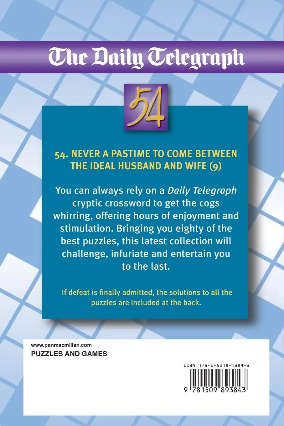 Rückseite: 9781509893843 | Daily Telegraph Cryptic Crossword Book 54 | Telegraph Group Limited
