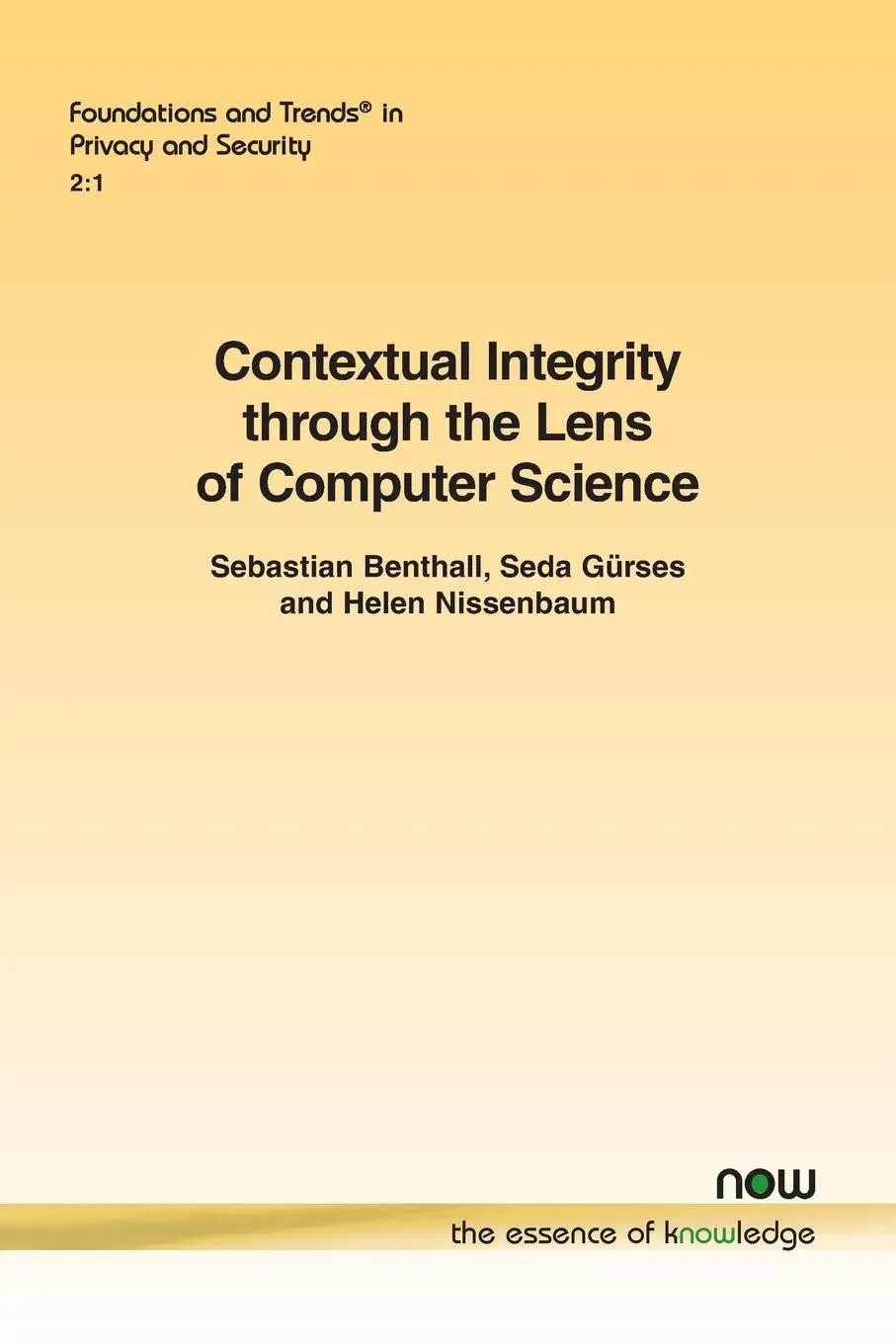 Cover: 9781680833843 | Contextual Integrity through the Lens of Computer Science | Buch