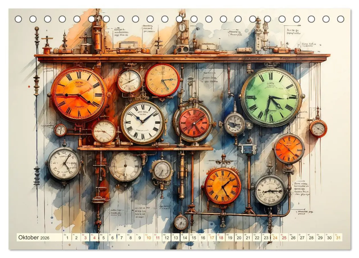 Bild: 9783457503843 | Uhren Uhrzeit (Tischkalender 2026 DIN A5 quer), CALVENDO...
