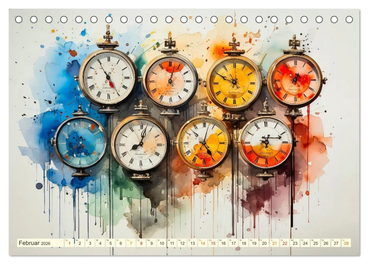 Bild: 9783457503843 | Uhren Uhrzeit (Tischkalender 2026 DIN A5 quer), CALVENDO...