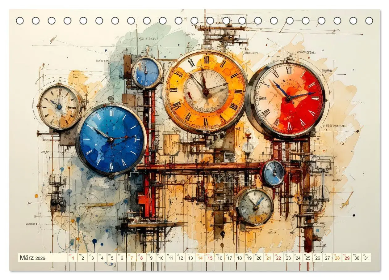 Bild: 9783457503843 | Uhren Uhrzeit (Tischkalender 2026 DIN A5 quer), CALVENDO...