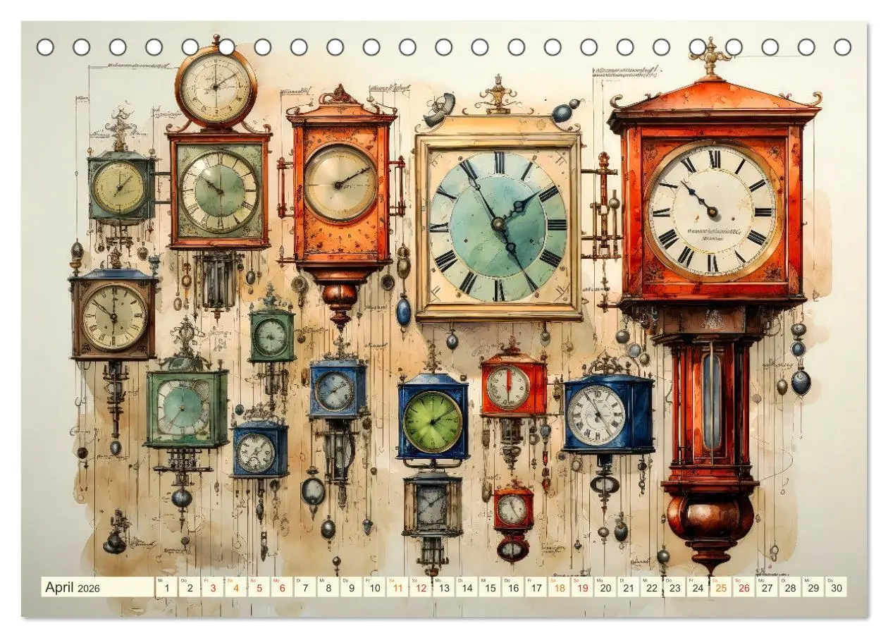 Bild: 9783457503843 | Uhren Uhrzeit (Tischkalender 2026 DIN A5 quer), CALVENDO...
