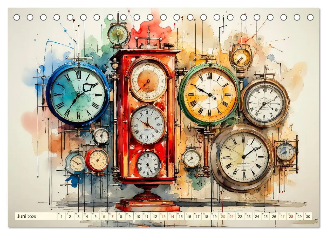 Bild: 9783457503843 | Uhren Uhrzeit (Tischkalender 2026 DIN A5 quer), CALVENDO...