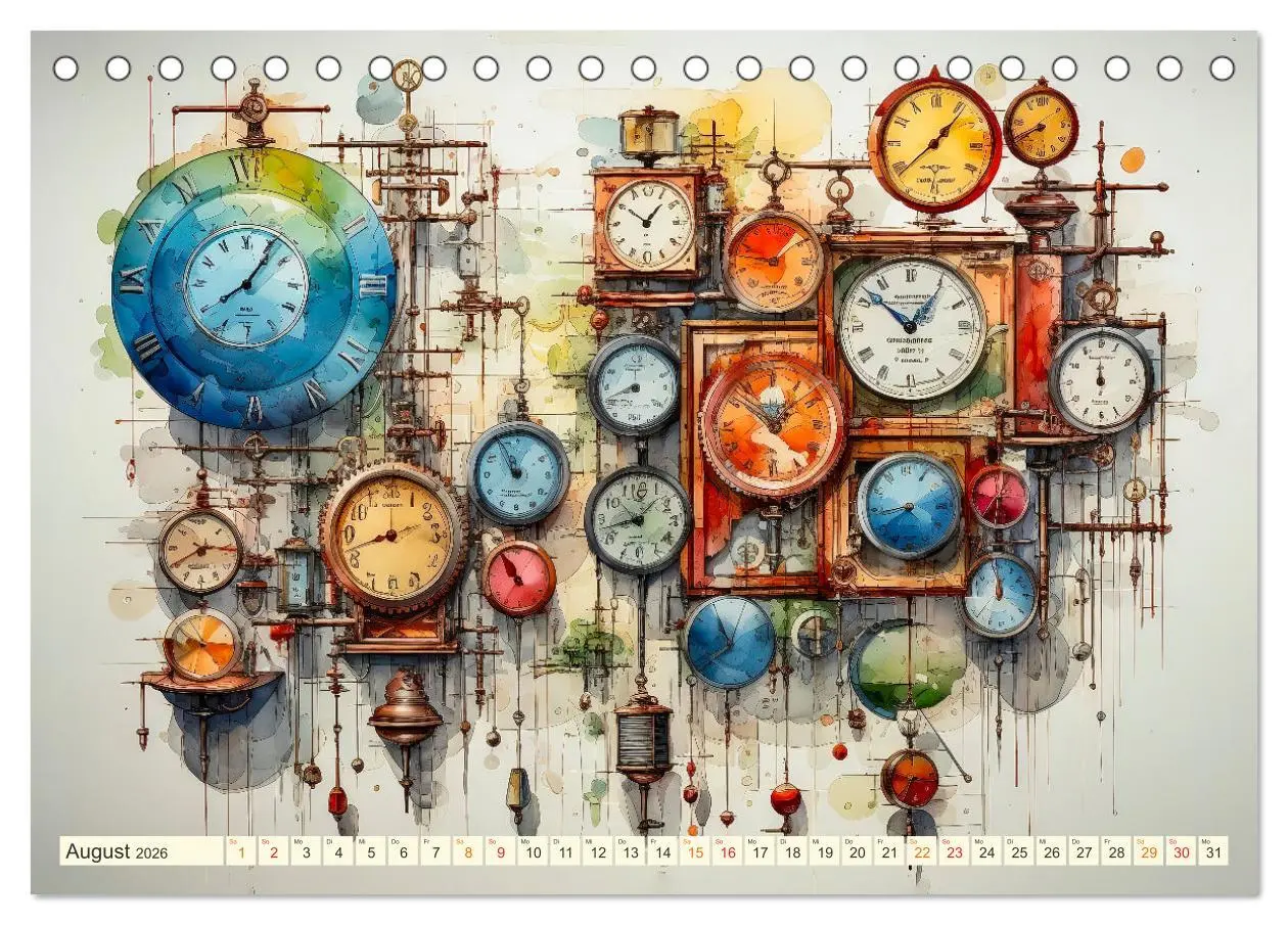 Bild: 9783457503843 | Uhren Uhrzeit (Tischkalender 2026 DIN A5 quer), CALVENDO...