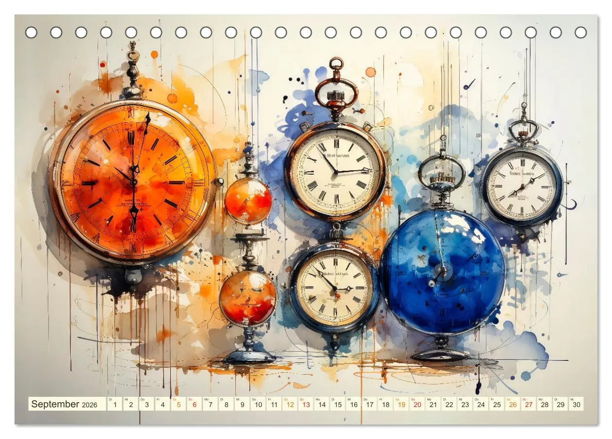 Bild: 9783457503843 | Uhren Uhrzeit (Tischkalender 2026 DIN A5 quer), CALVENDO...