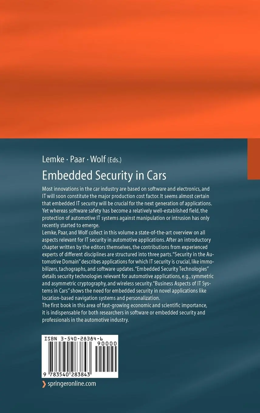 Rückseite: 9783540283843 | Embedded Security in Cars | Kerstin Lemke (u. a.) | Buch | x | 2005