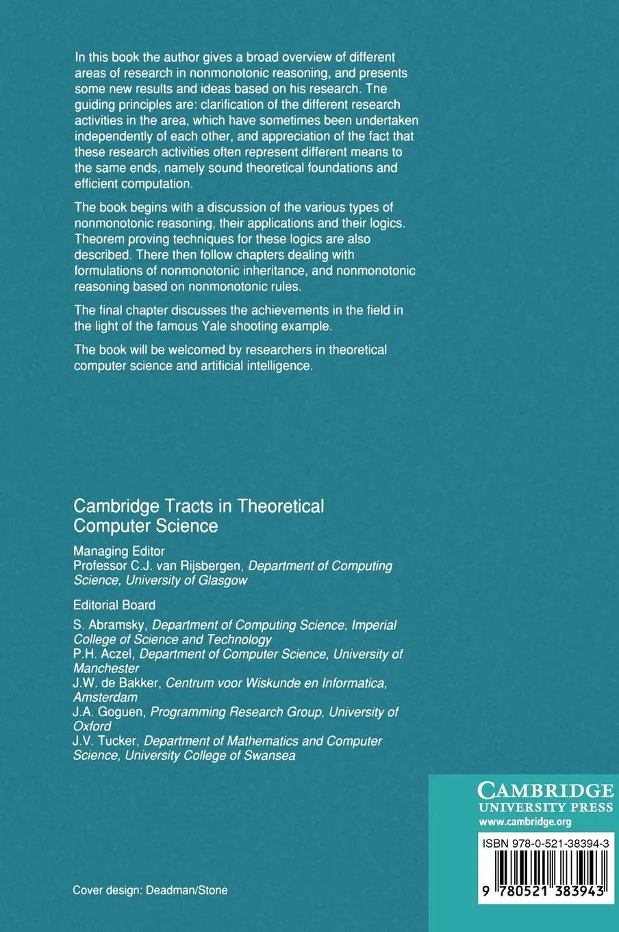 Rückseite: 9780521383943 | Nonmonotonic Reasoning | Gerhard Brewka | Buch | Englisch | 2010