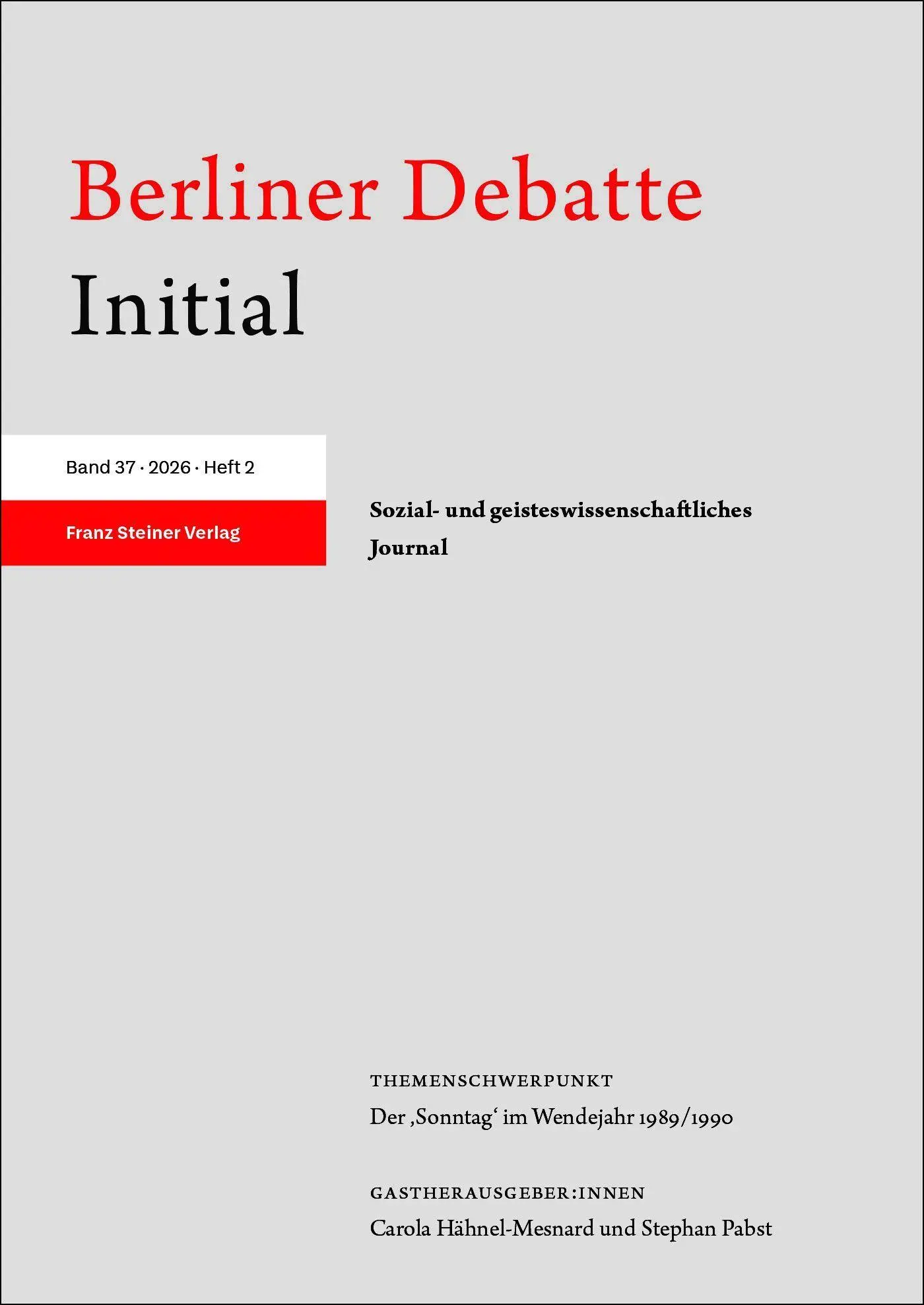 Berliner Debatte Initial 37 (2026) 2