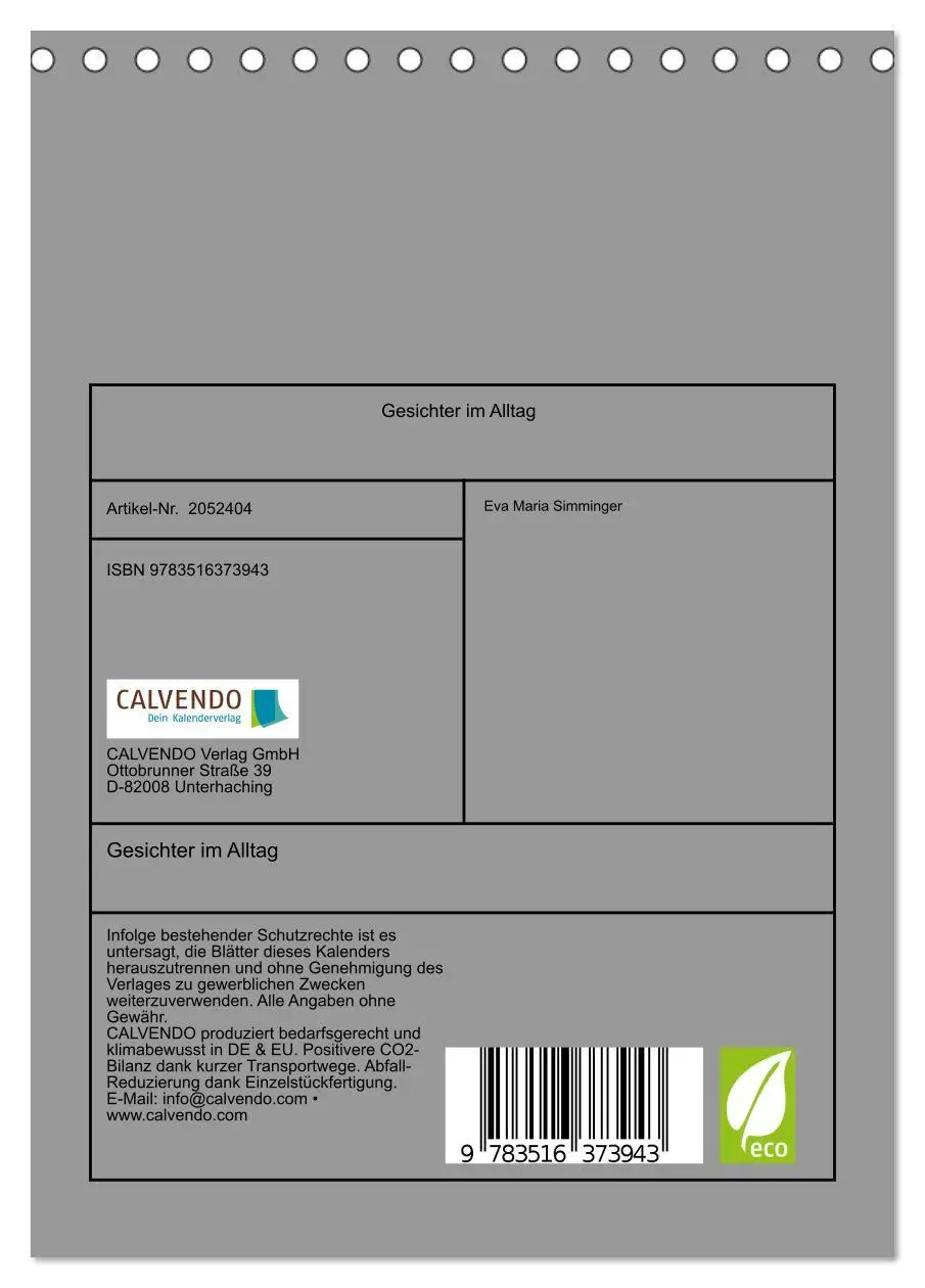 Bild: 9783516373943 | Gesichter im Alltag (Tischkalender 2026 DIN A5 hoch), CALVENDO...