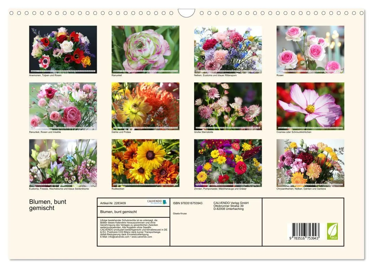 Bild: 9783516753943 | Blumen, bunt gemischt (Wandkalender 2027 DIN A3 quer), CALVENDO...