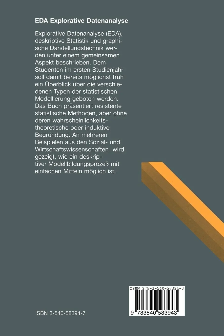 Rückseite: 9783540583943 | EDA Explorative Datenanalyse | Einführung in die deskriptive Statistik