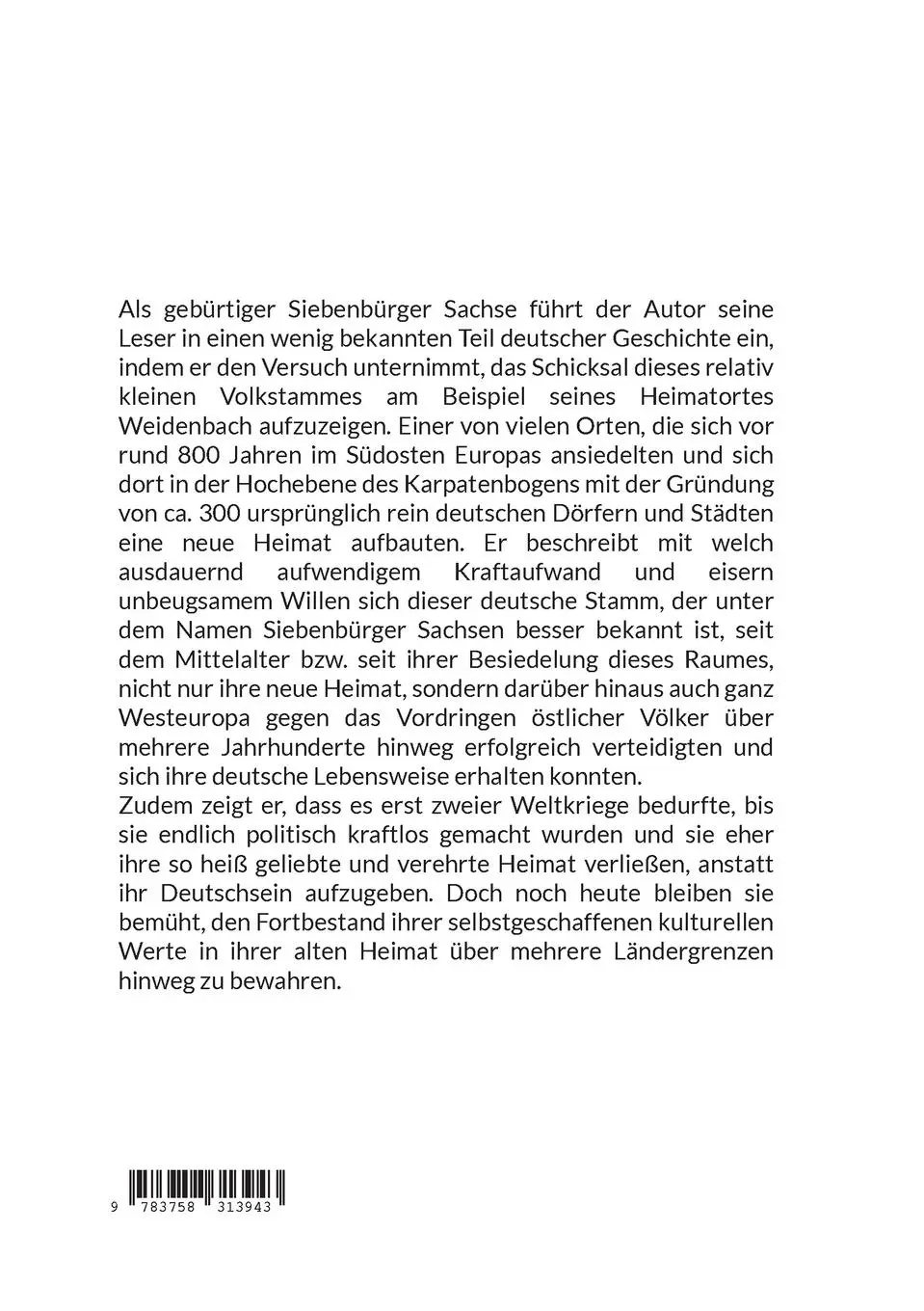 Rückseite: 9783758313943 | Schicksal eines siebenbürgisch-sächsischen Dorfes | H. Otto Dück