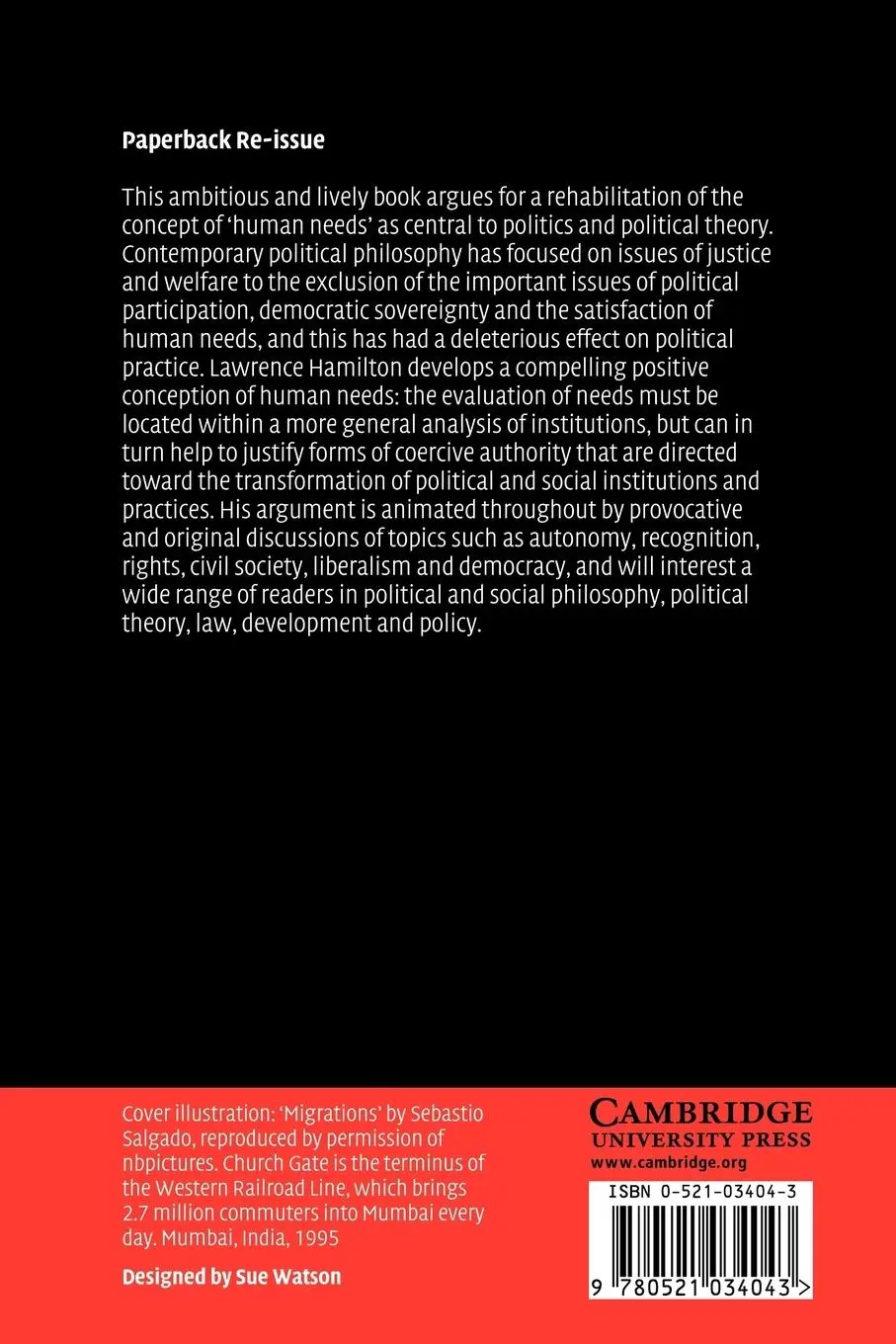 Rückseite: 9780521034043 | The Political Philosophy of Needs | Lawrence A. Hamilton | Taschenbuch