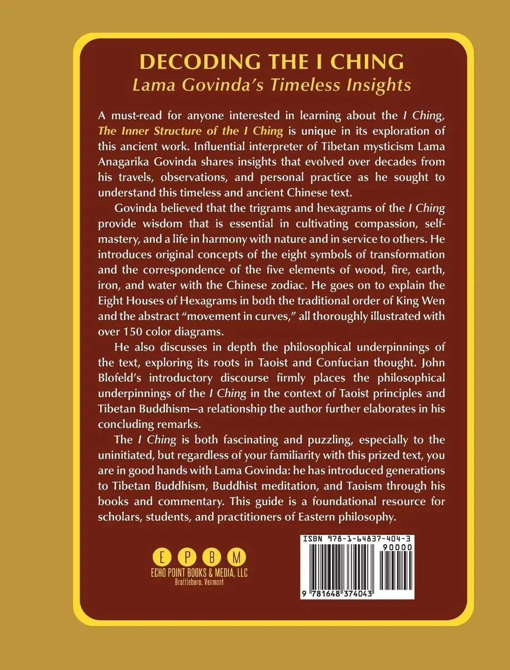 Rückseite: 9781648374043 | The inner structure of the I ching, the Book of transformations | Buch