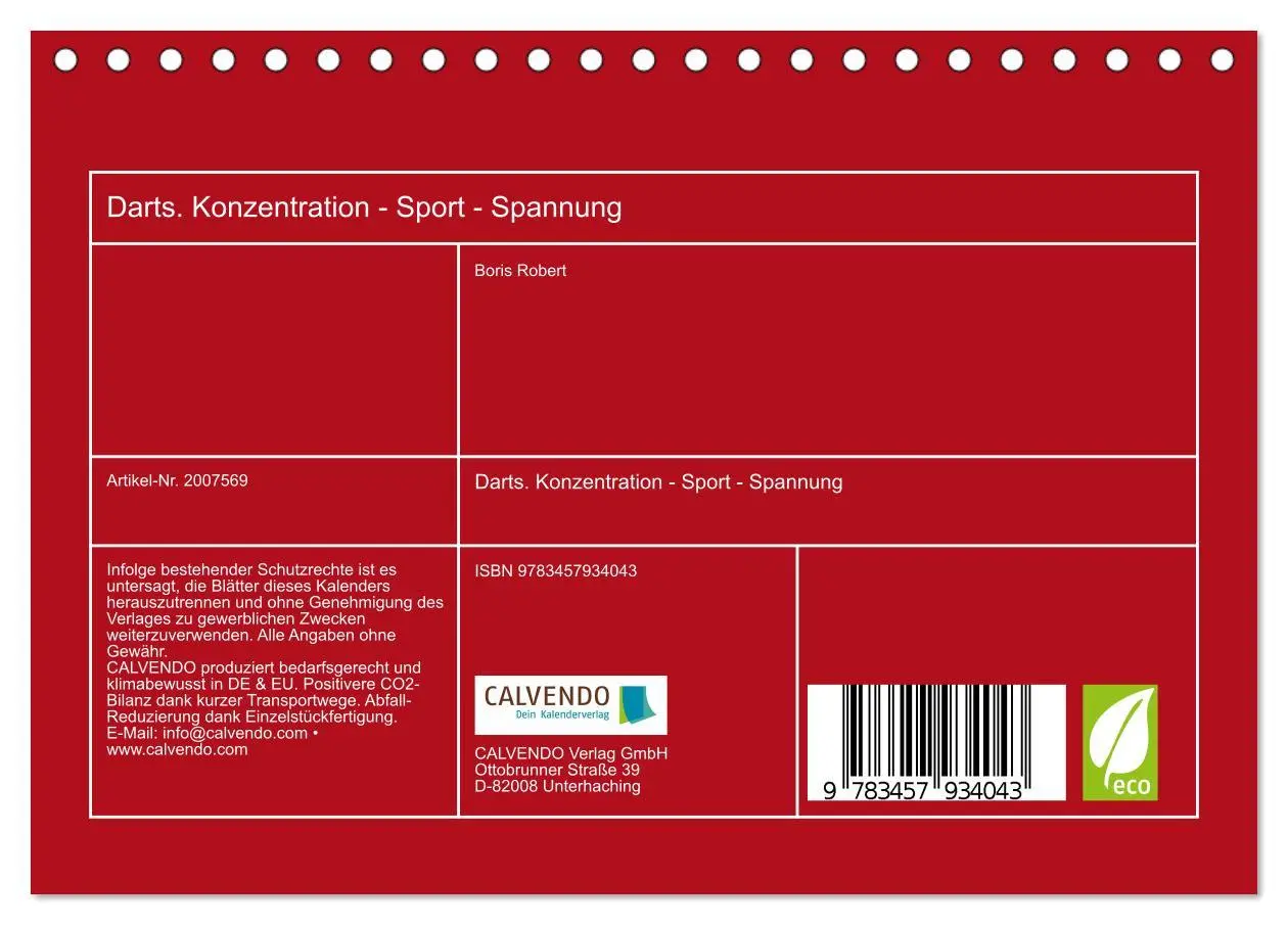 Bild: 9783457934043 | Darts. Konzentration - Sport - Spannung (Tischkalender 2026 DIN A5...