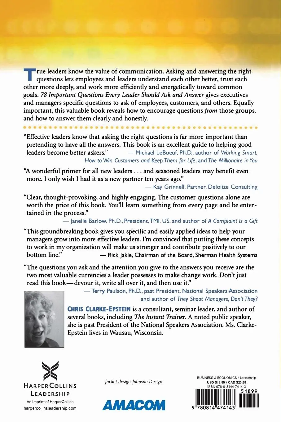 Rückseite: 9780814474143 | A 78 Important Questions Every Leader Should Ask and Answer | Buch