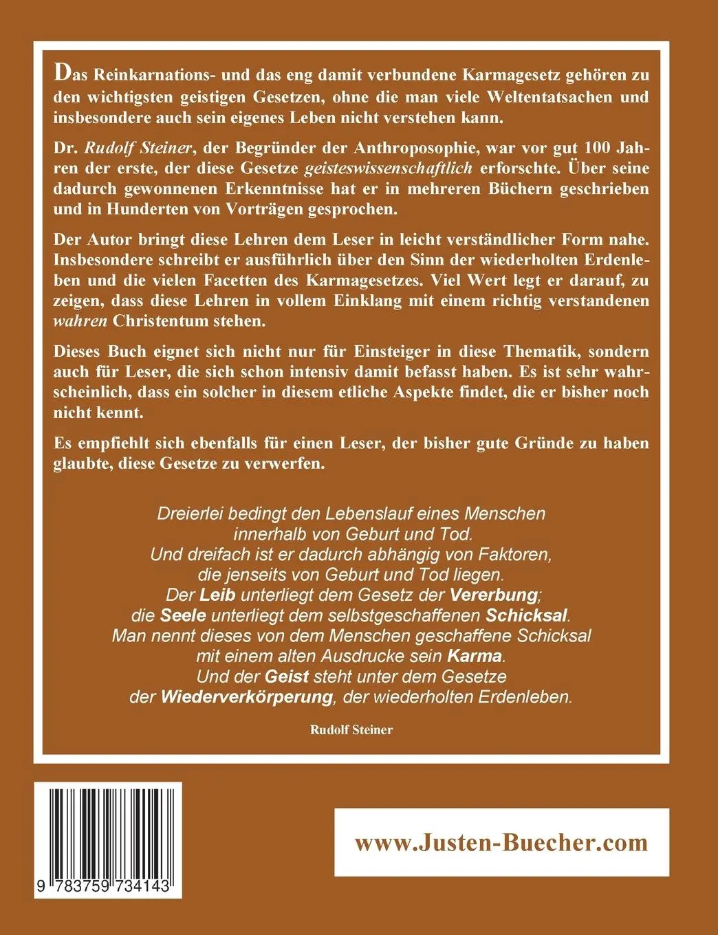 Rückseite: 9783759734143 | Reinkarnation und Karma im Lichte wahren Christentums | Justen | Buch