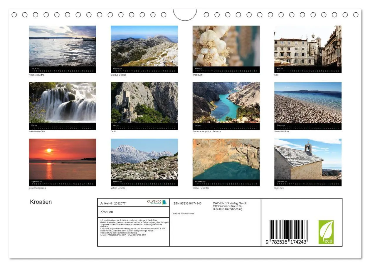 Bild: 9783516174243 | Kroatien (Wandkalender 2026 DIN A4 quer), CALVENDO Monatskalender