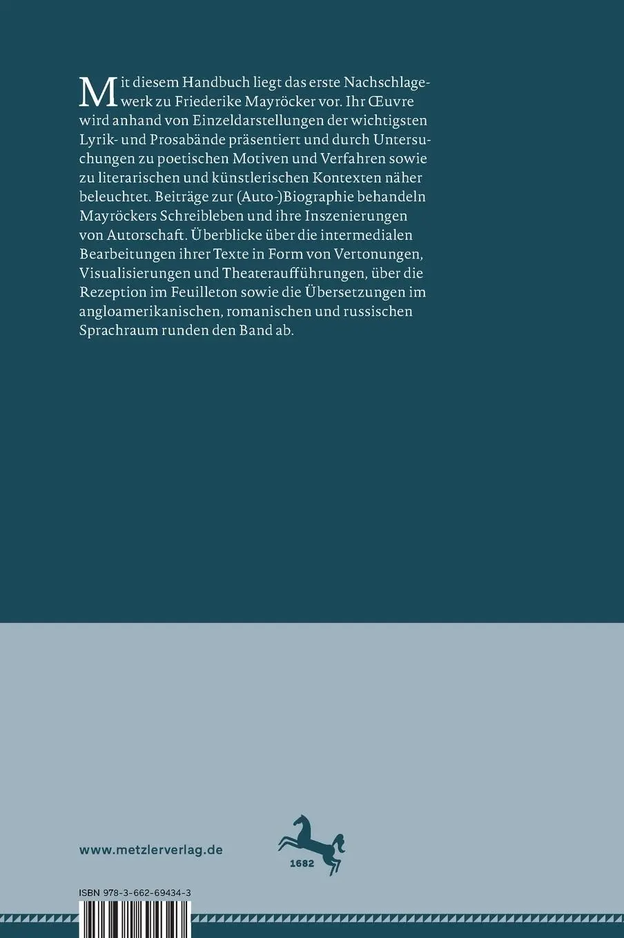 Rückseite: 9783662694343 | Mayröcker-Handbuch | Leben - Werk - Wirkung | Inge Arteel (u. a.)