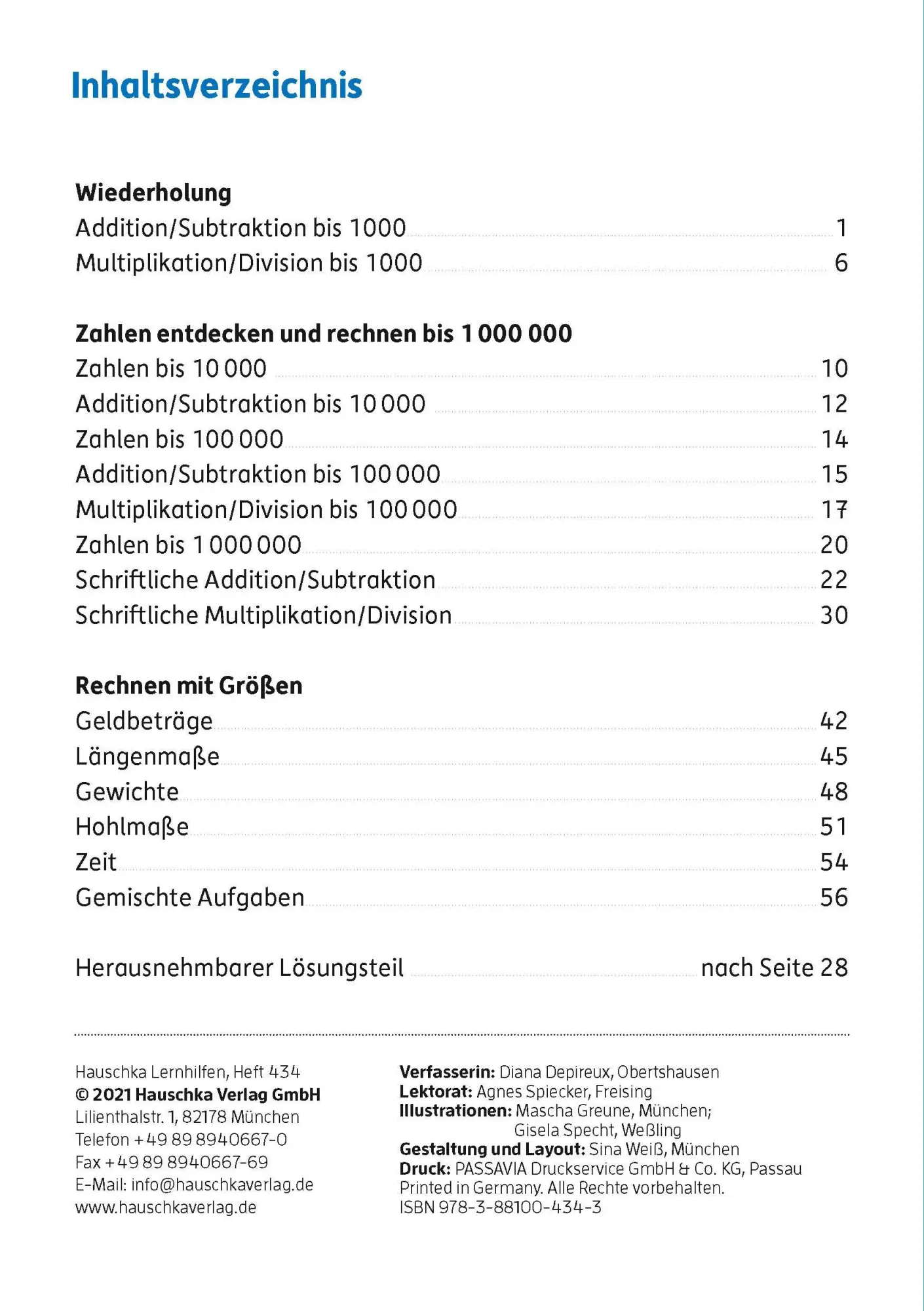 Bild: 9783881004343 | Mein Übungsheft Rechnen 4. Klasse | Diana Depireux | Broschüre | 64 S.