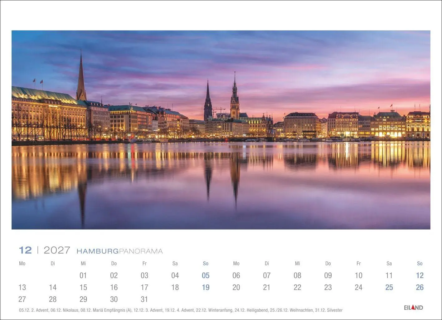 Bild: 9783964024343 | Hamburg Panorama-Postkartenkalender 2027 | Eiland | Kalender | 13 S.