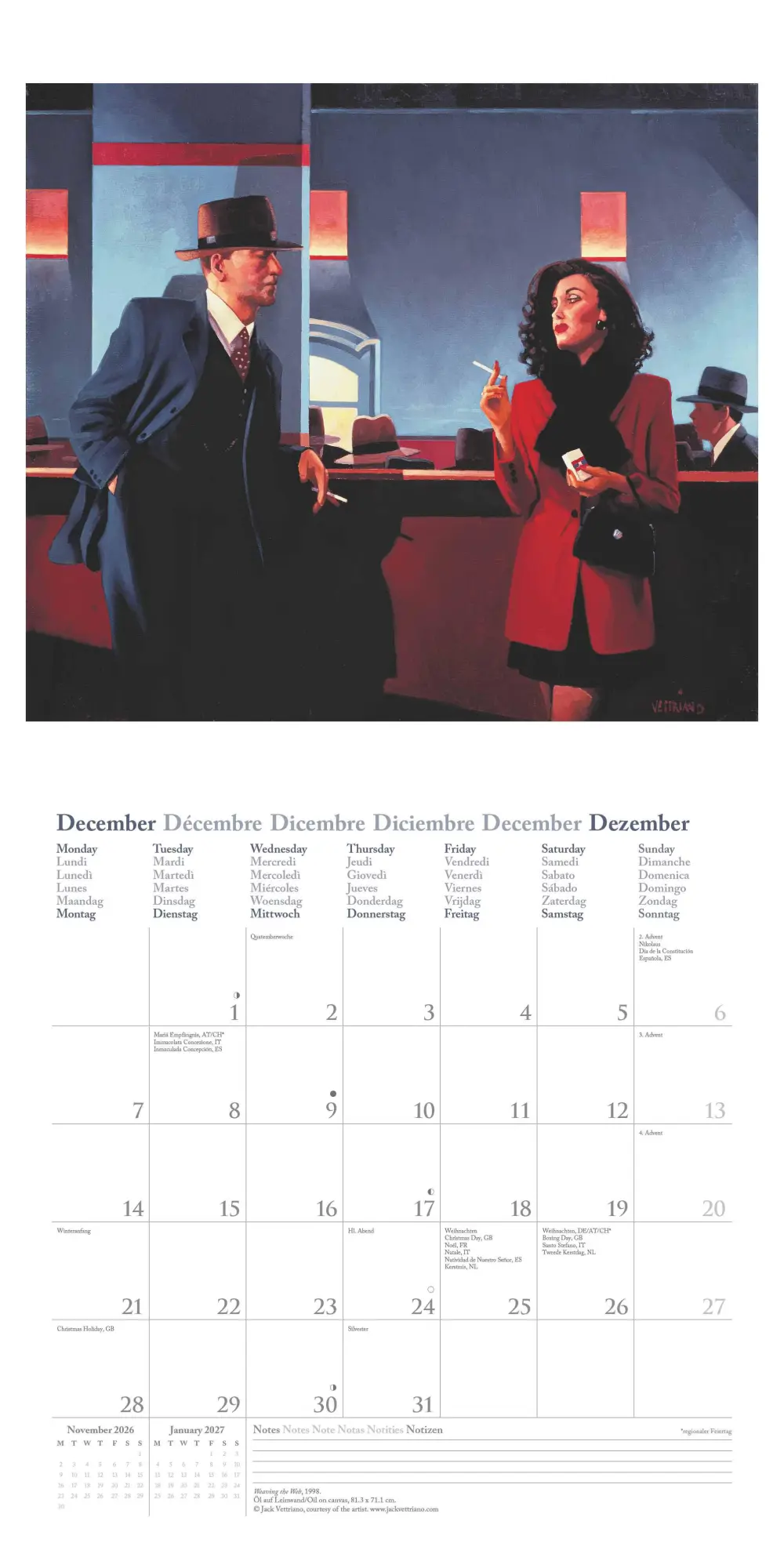 Bild: 4069095004443 | Jack Vettriano 2026 - Wand-Kalender - Broschüren-Kalender - 30x30 -...