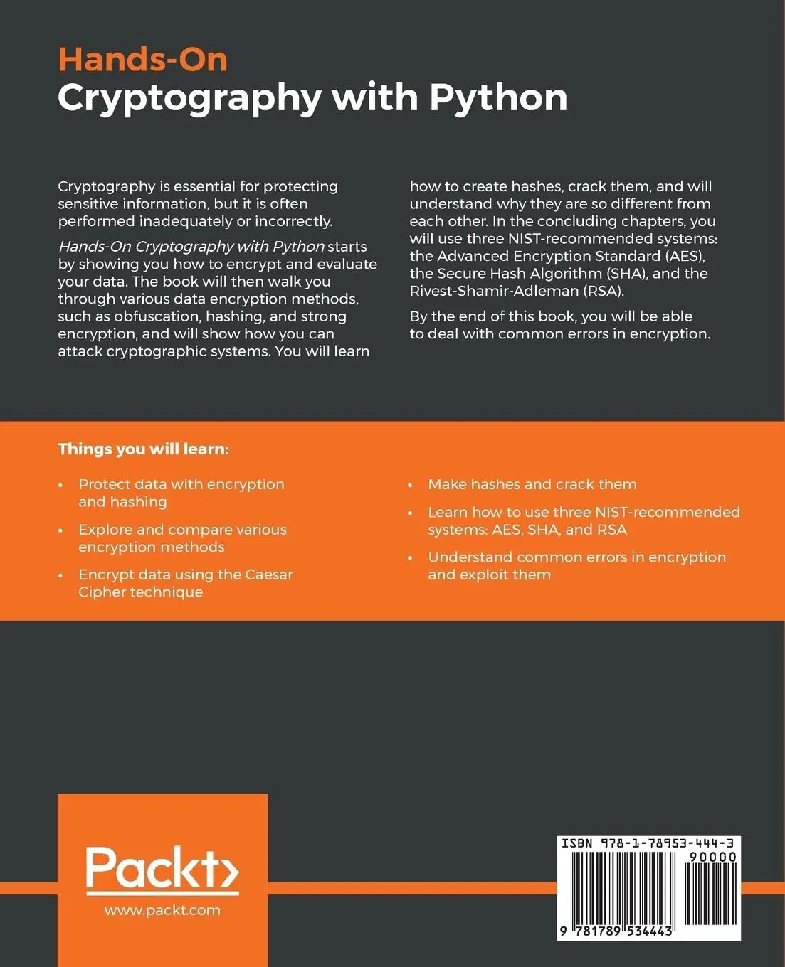 Rückseite: 9781789534443 | Hands-On Cryptography with Python | Samuel Bowne | Taschenbuch | 2018