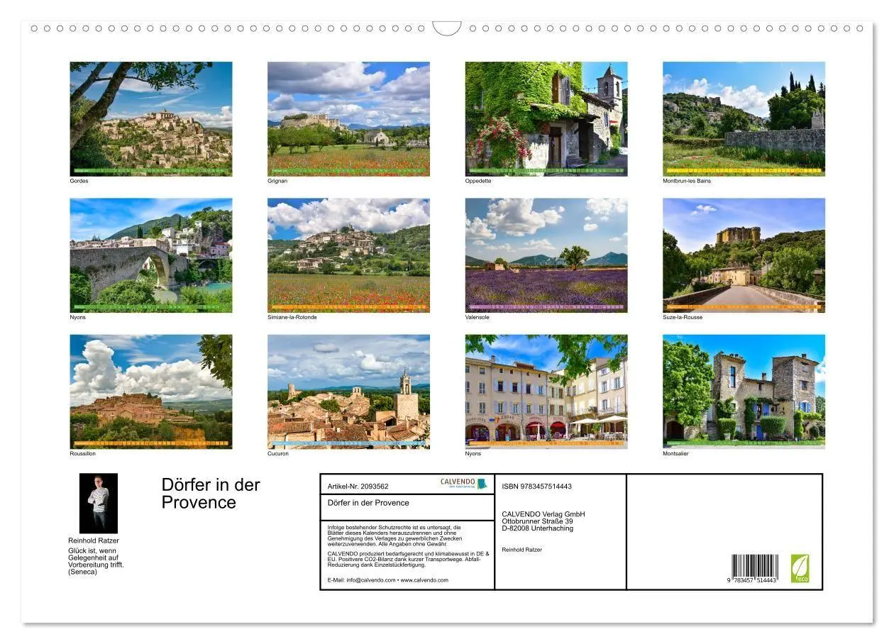 Bild: 9783457514443 | Dörfer in der Provence (Wandkalender 2026 DIN A2 quer), CALVENDO...