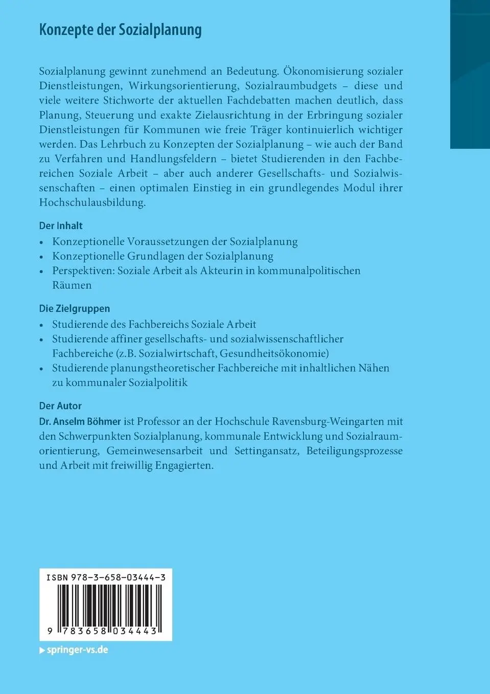 Rückseite: 9783658034443 | Konzepte der Sozialplanung | Grundwissen für die Soziale Arbeit | Buch