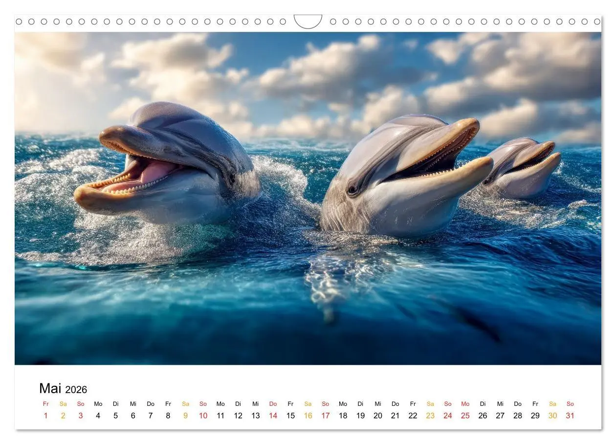 Bild: 9783516214543 | Delfine - Wellen Künstler (Wandkalender 2026 DIN A3 quer), CALVENDO...