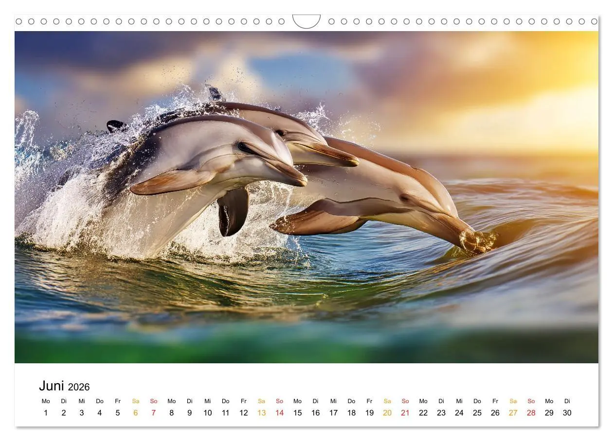Bild: 9783516214543 | Delfine - Wellen Künstler (Wandkalender 2026 DIN A3 quer), CALVENDO...