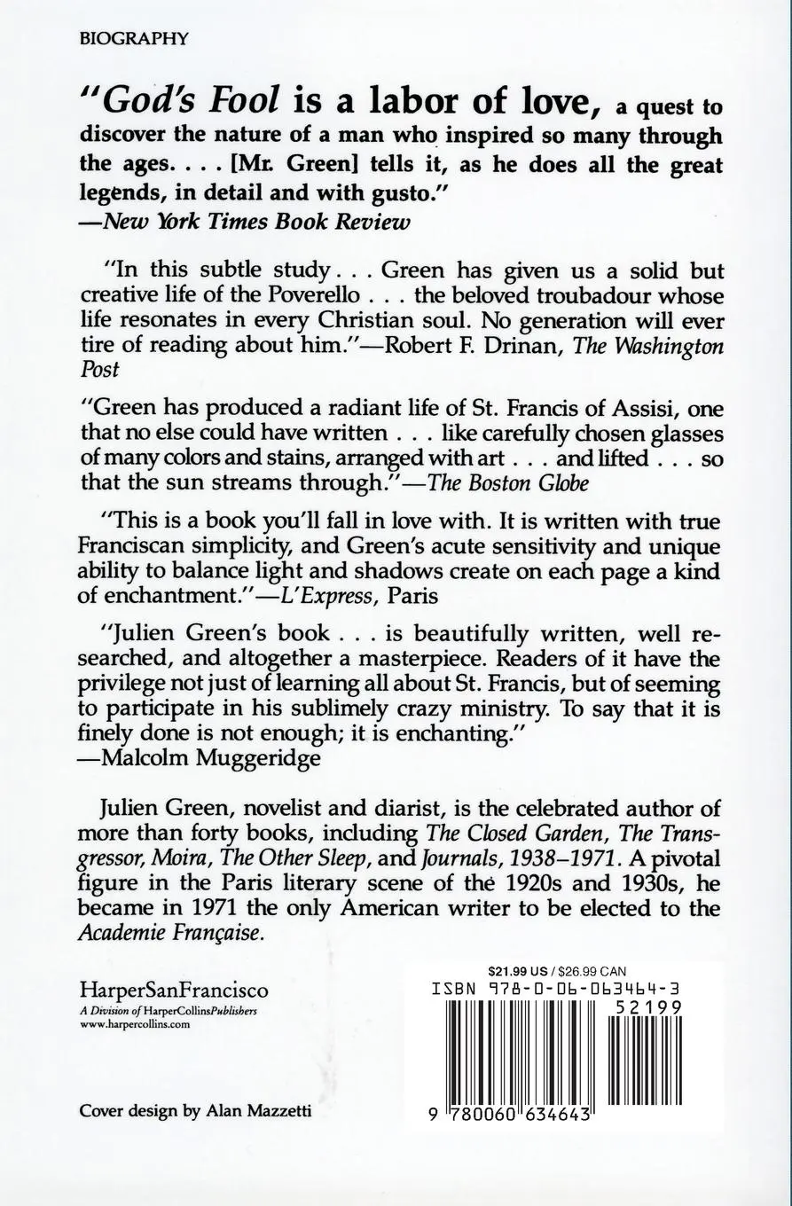 Rückseite: 9780060634643 | God's Fool | Julien Green | Taschenbuch | Englisch | 2020 | HarperOne