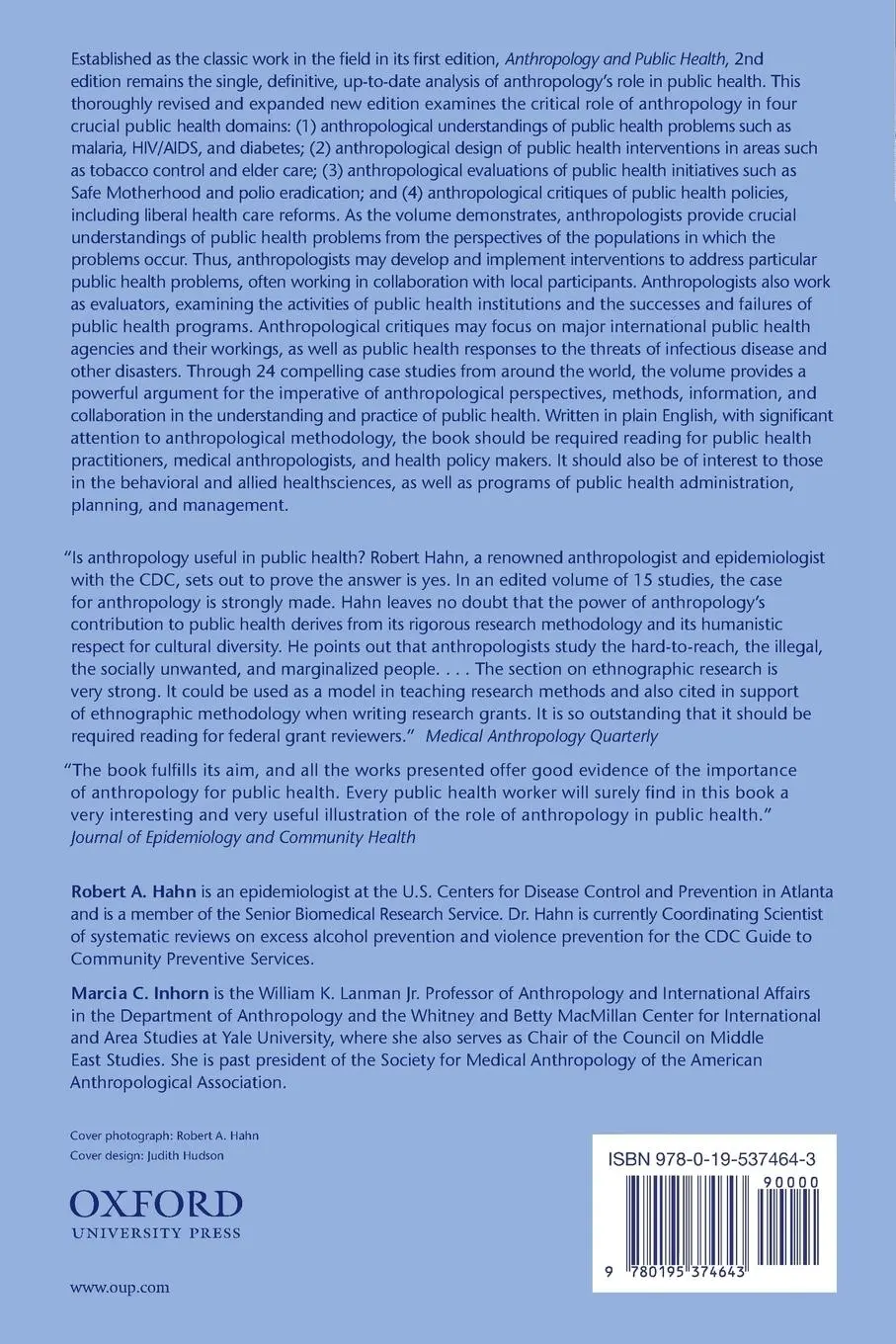 Rückseite: 9780195374643 | Anthropology and Public Health | Robert A. Hahn (u. a.) | Taschenbuch