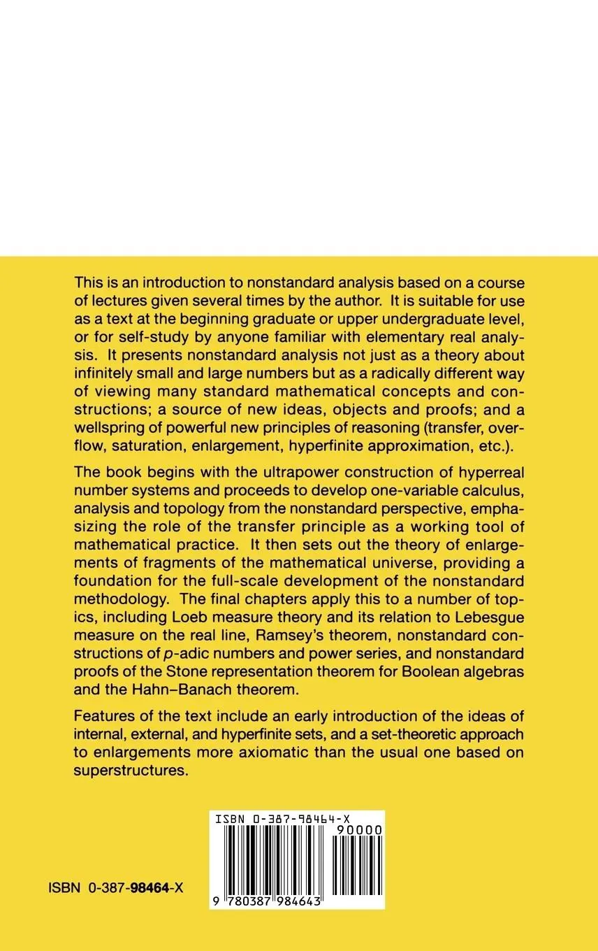 Rückseite: 9780387984643 | Lectures on the Hyperreals | An Introduction to Nonstandard Analysis