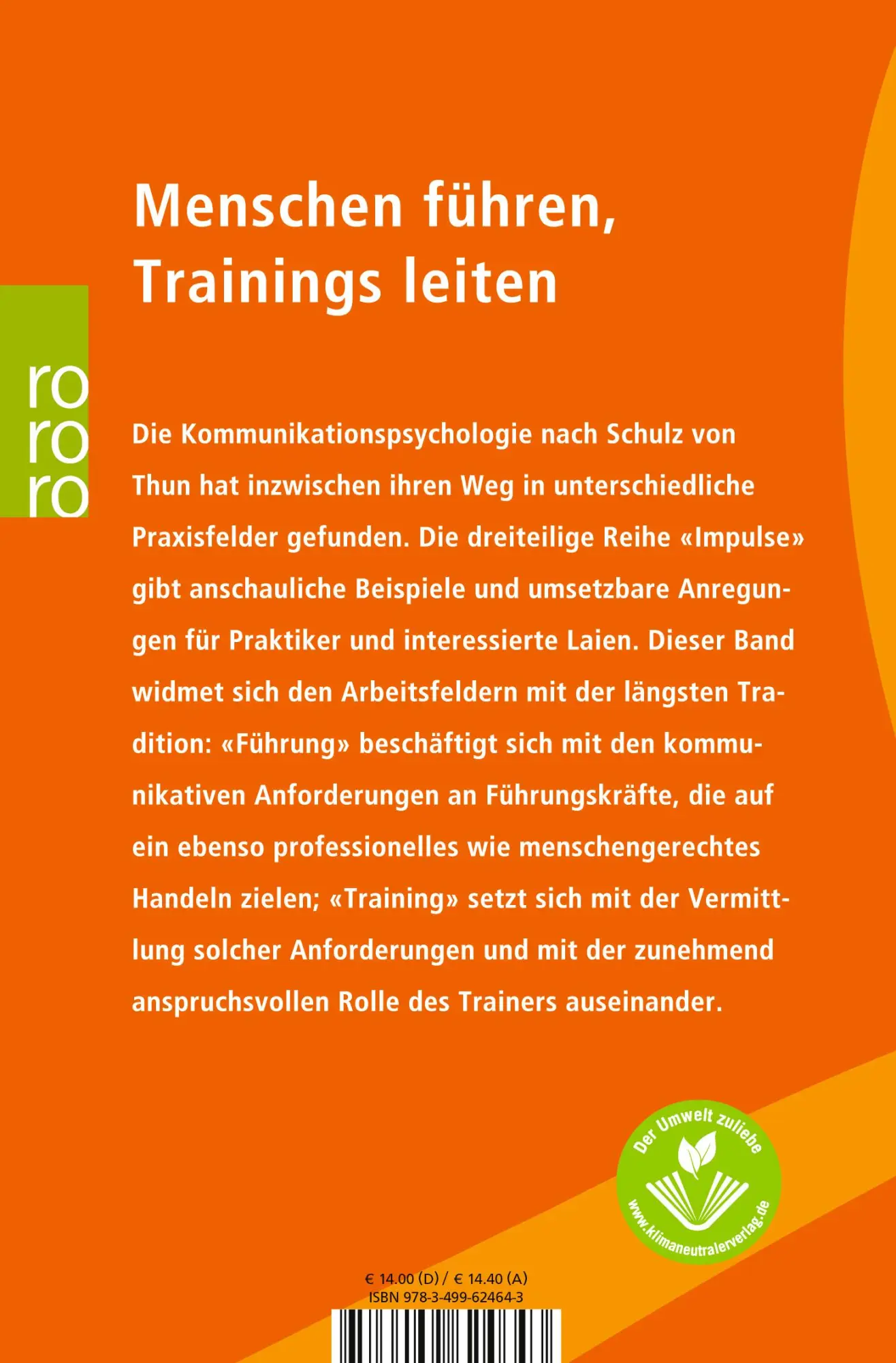 Rückseite: 9783499624643 | Impulse für Führung und Training | Friedemann Schulz von Thun (u. a.)