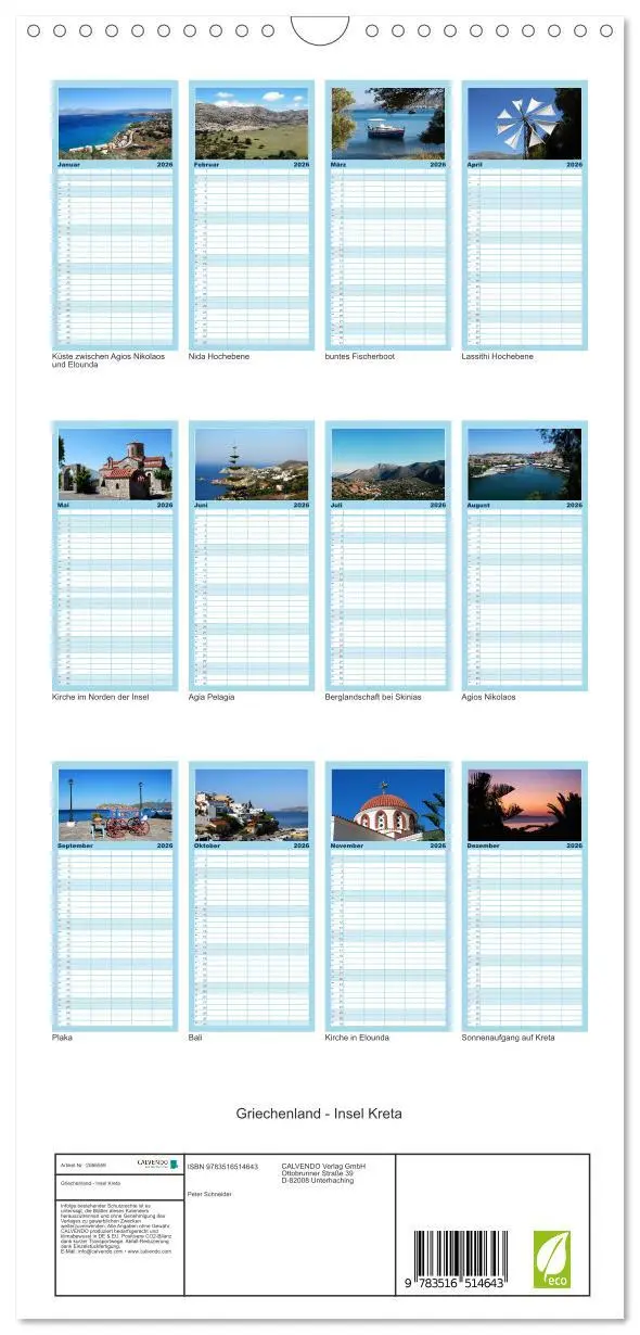 Bild: 9783516514643 | Familienplaner 2026 - Griechenland - Insel Kreta mit 5 Spalten...