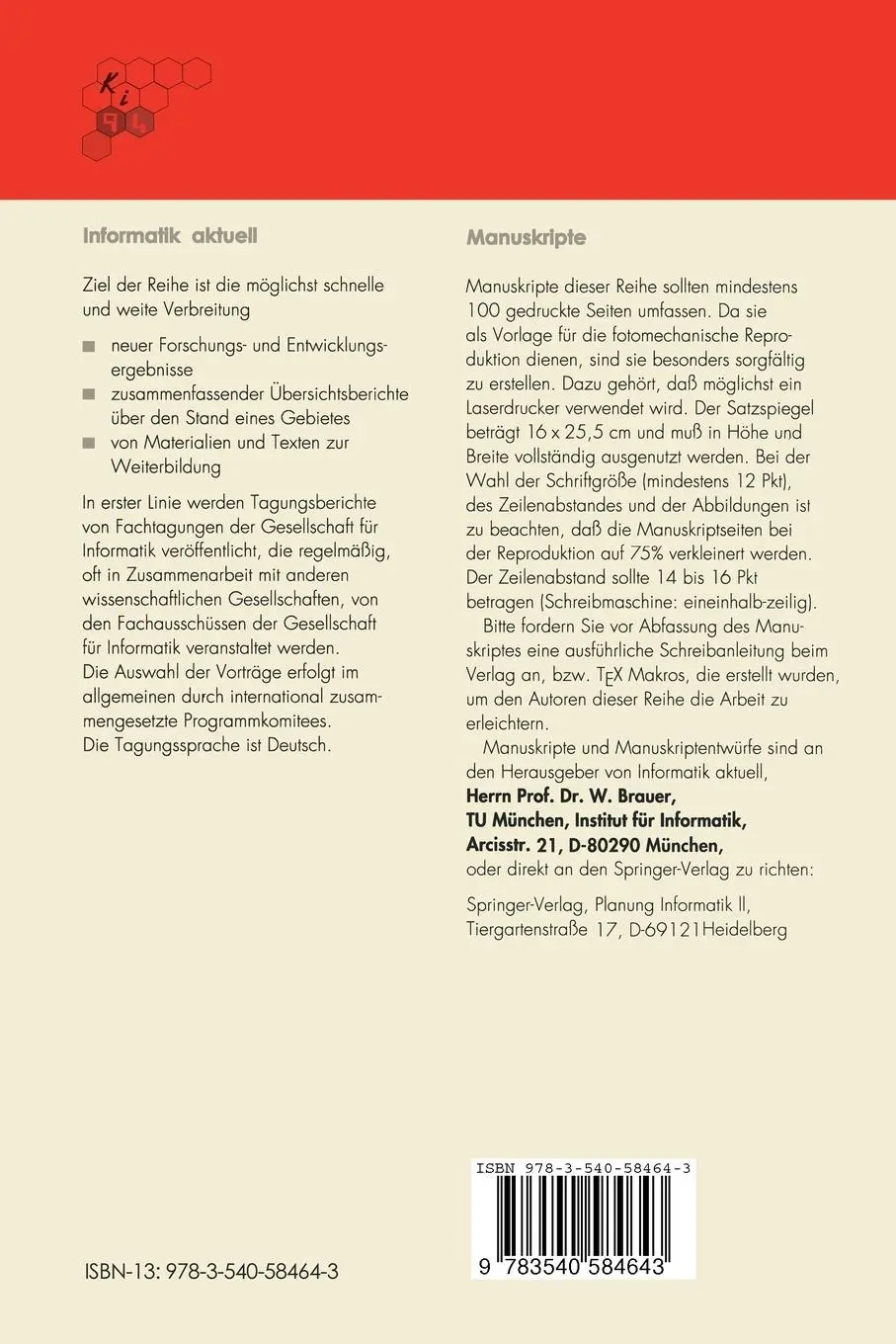 Rückseite: 9783540584643 | KI-94 | Gerhard Barth (u. a.) | Taschenbuch | vii | Deutsch | 1994