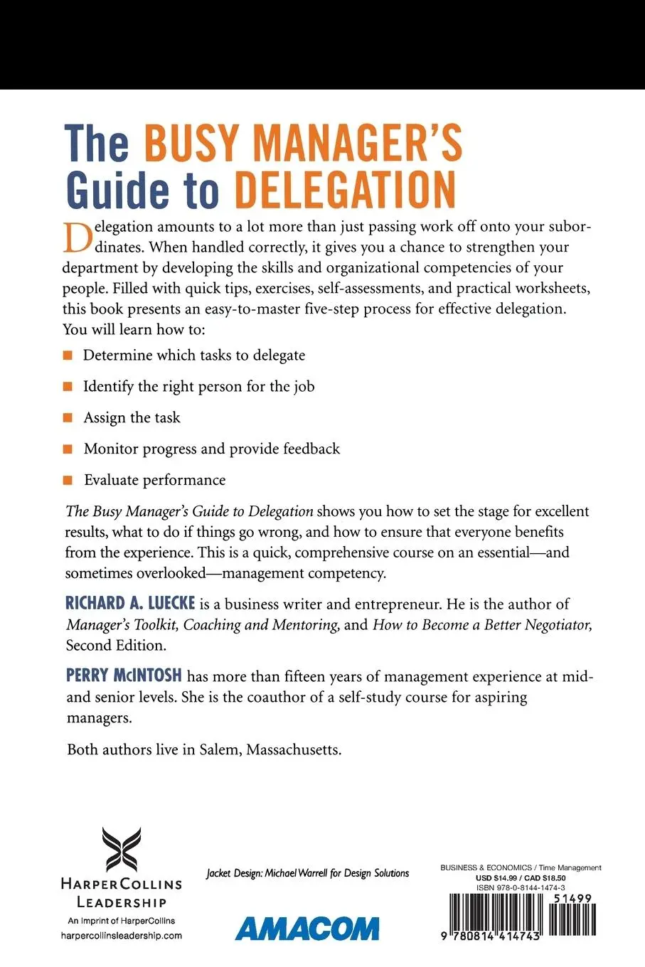 Rückseite: 9780814414743 | The Busy Manager's Guide to Delegation | Richard Luecke (u. a.) | Buch
