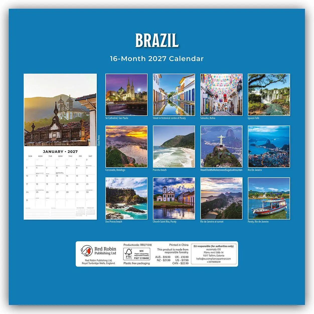 Bild: 9781837014743 | Brazil - Brasilien 2027 - 16-Monatskalender | Robin Red | Kalender
