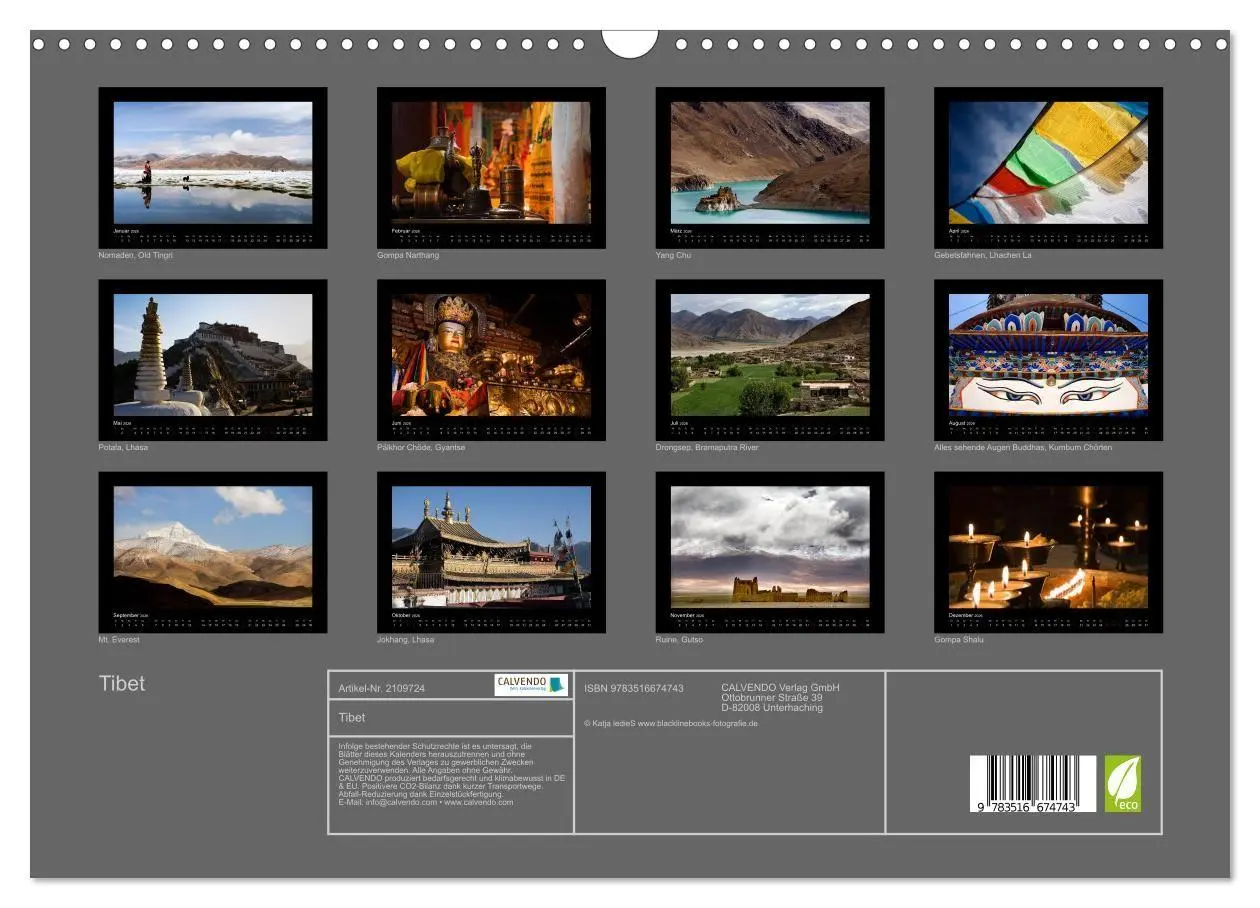Bild: 9783516674743 | Tibet (Wandkalender 2026 DIN A3 quer), CALVENDO Monatskalender | 2026