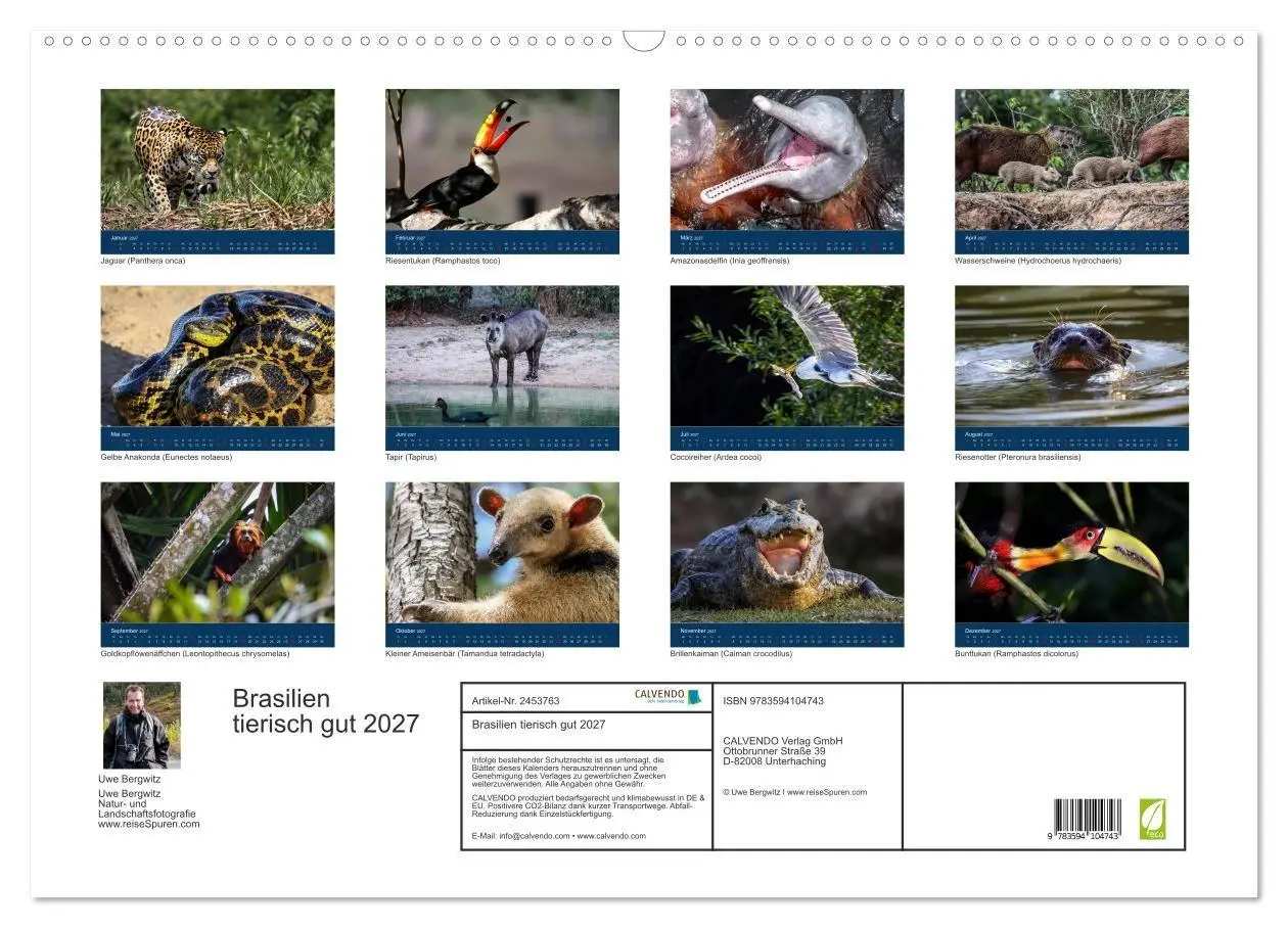 Bild: 9783594104743 | Brasilien tierisch gut 2027 (Wandkalender 2027 DIN A2 quer),...